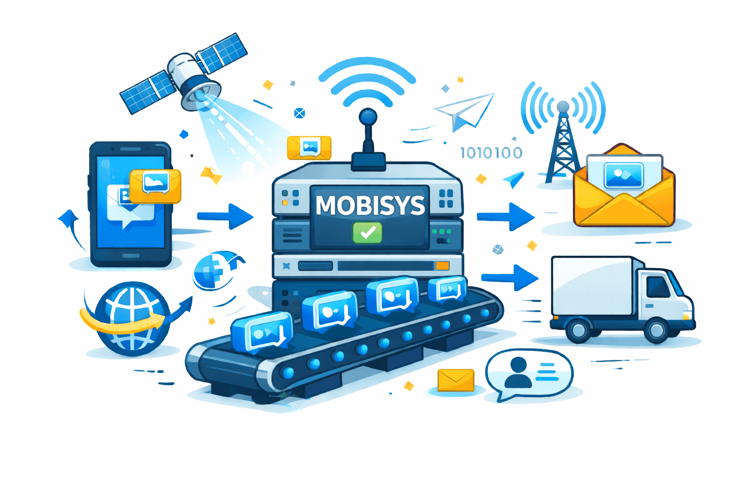 image that represents an sms gateway in action